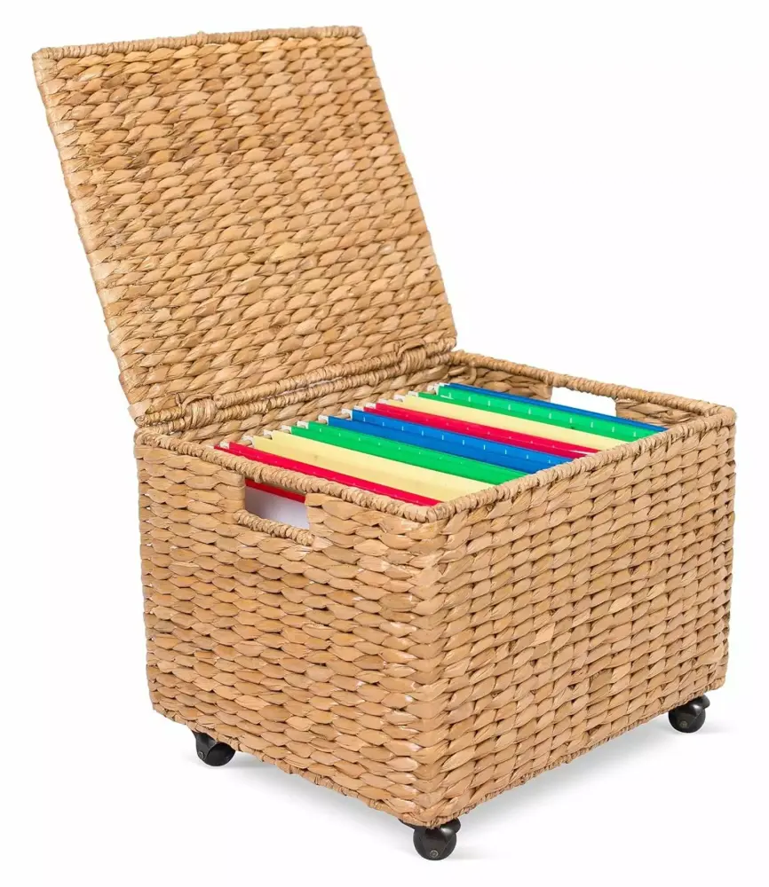 Seagrass Rolling File Cabinet Natural Office Storage Home Decor Solution ReLer freedom