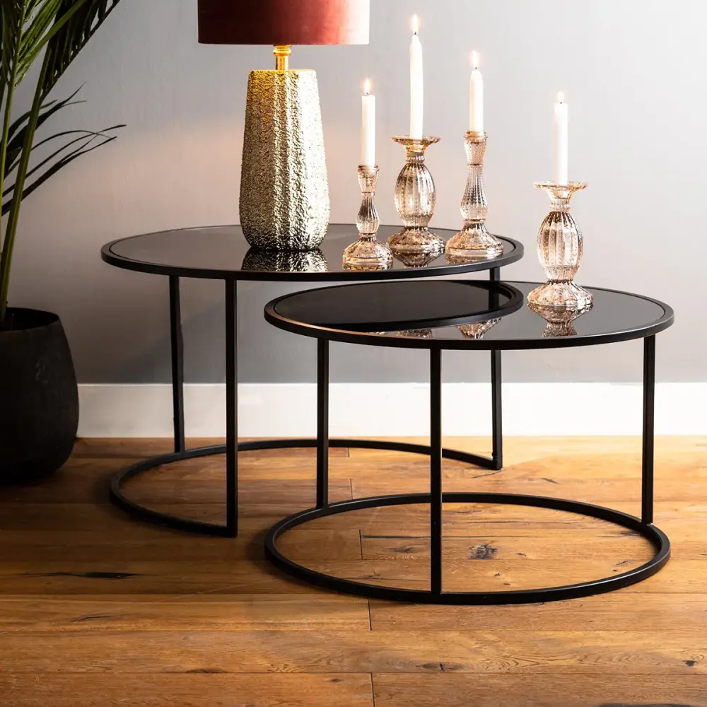 Duarte Place 2 Round Coffee Tables - Black