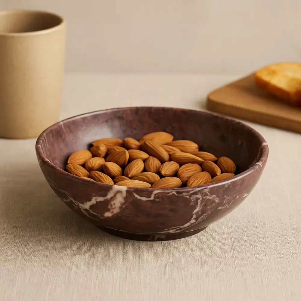 Marmore Marble Bowl - Ruby & White