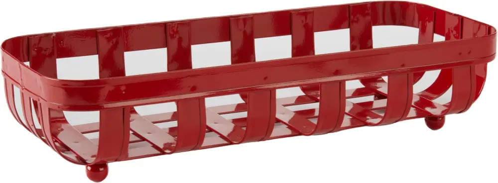 Metal Strap Rectangle Red Serving Basket-Medium