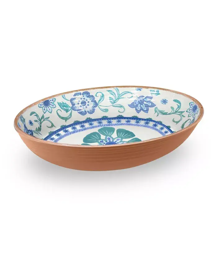 Rio Turquoise Floral Oval Serve Bowl 91.3 Oz