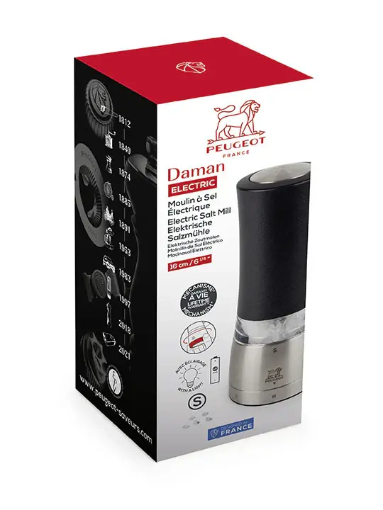 Daman u’Select Electric Salt Mill, Iridescent Back, 16cm