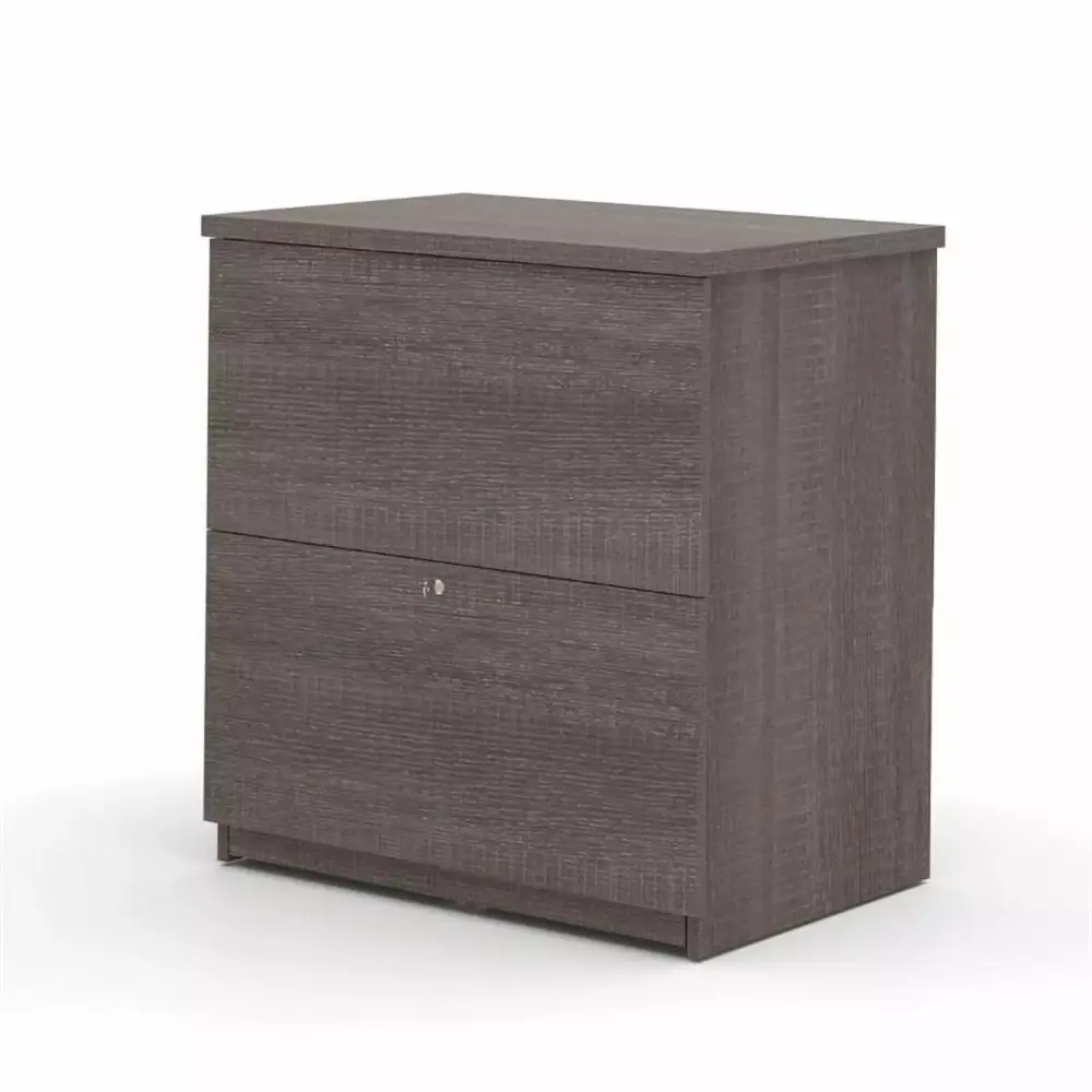 Home Square Bark Gray 2-Drawer Lateral Filing Cabinet Set 2