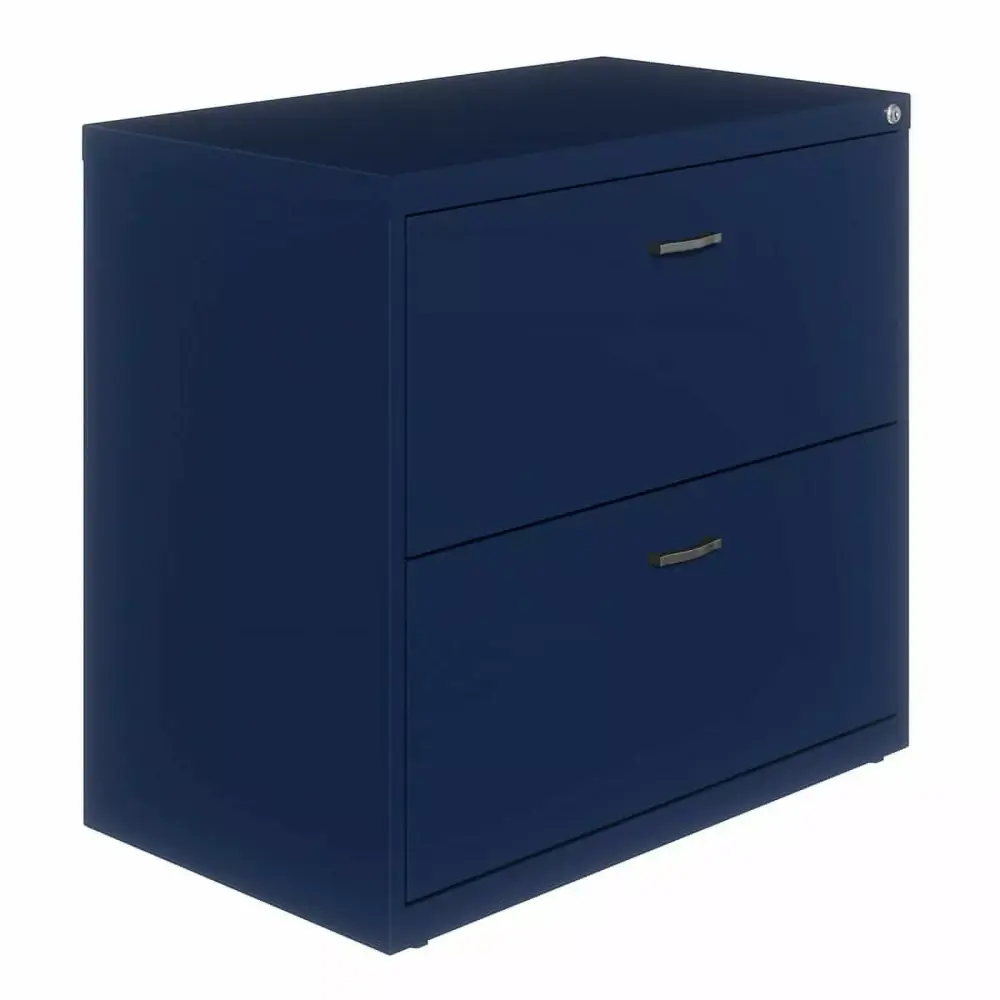 Home Square 2 Drawer Lateral Metal Filing Cabinet Set Navy Set 2