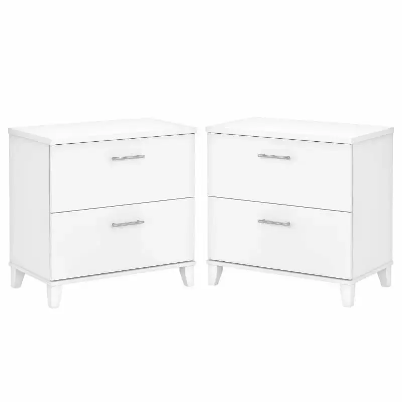 Home Square 2 Piece Engineered Wood Lateral Filing Cabinet Set White