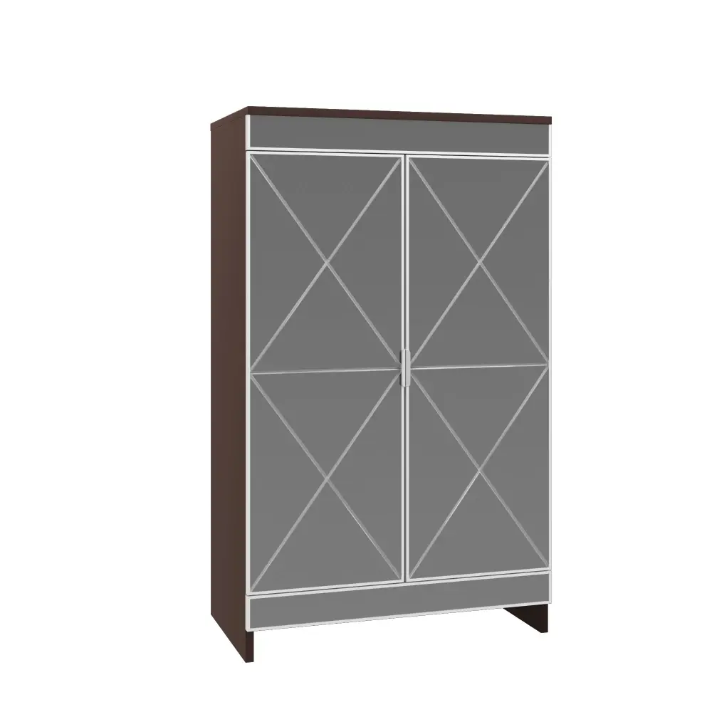 Elegant Decor Mirrored Shoe Cabinet Edging Double Door Storage Cabinets Glass - Taupe / Silver / Gray