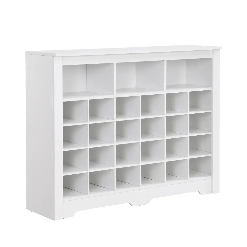 24 Shoe Cubby Console, Shoe Cabinet - Ivory
