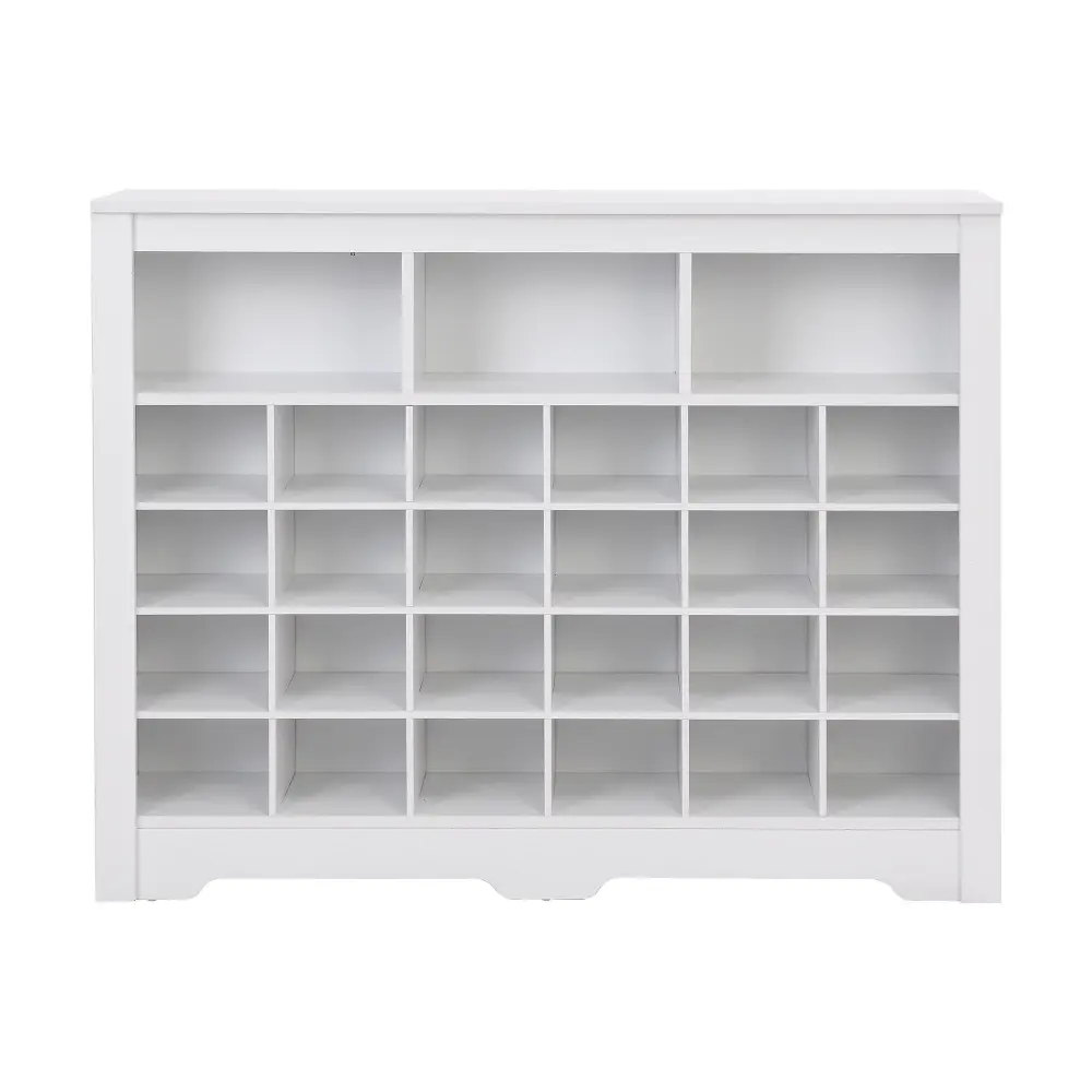 24 Shoe Cubby Console, Shoe Cabinet - Ivory