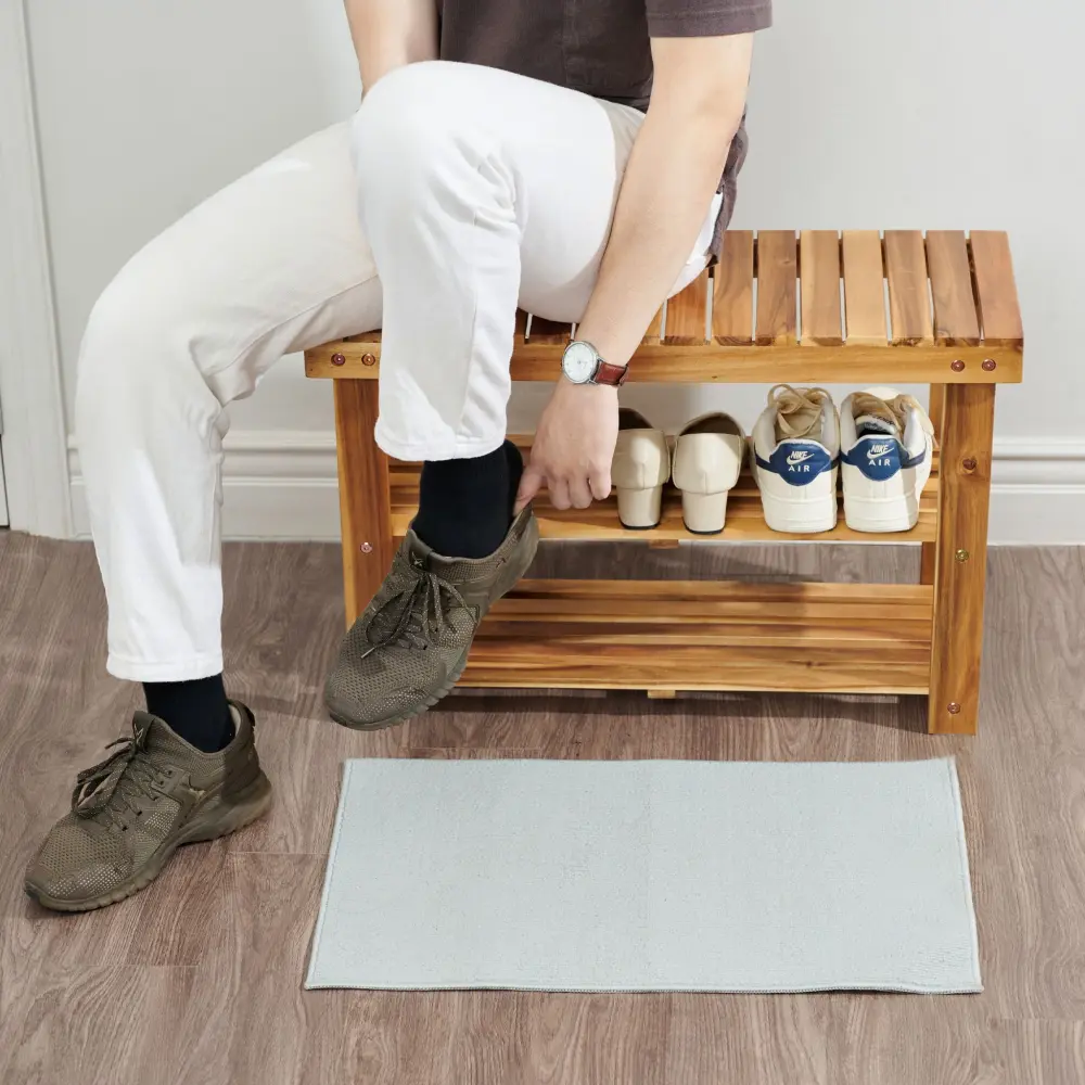 Shoe Rack Bench, 2 Tier Organizer Entryway - Acacia Wood