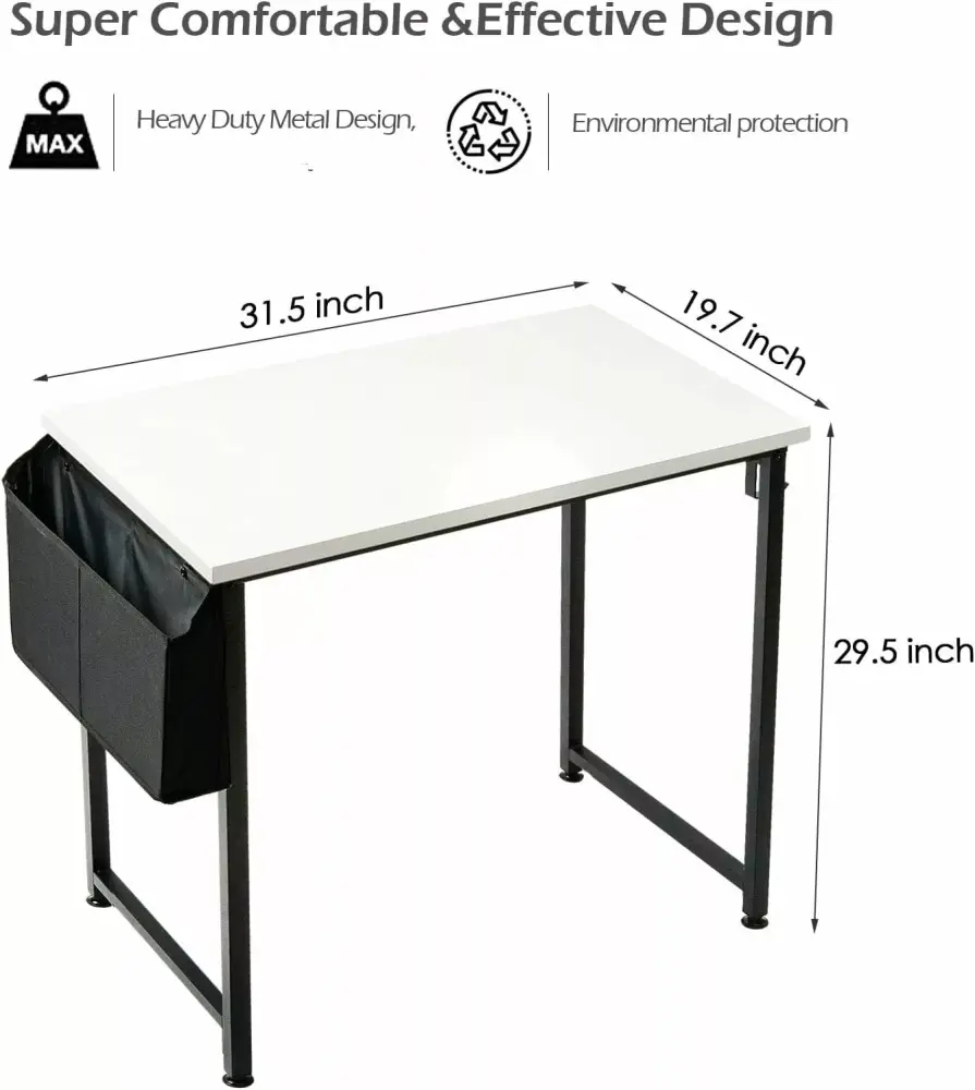 WM Small Computer Desk 31 Inch Writing Table Storage Bag Headphone Hook FHWM-C