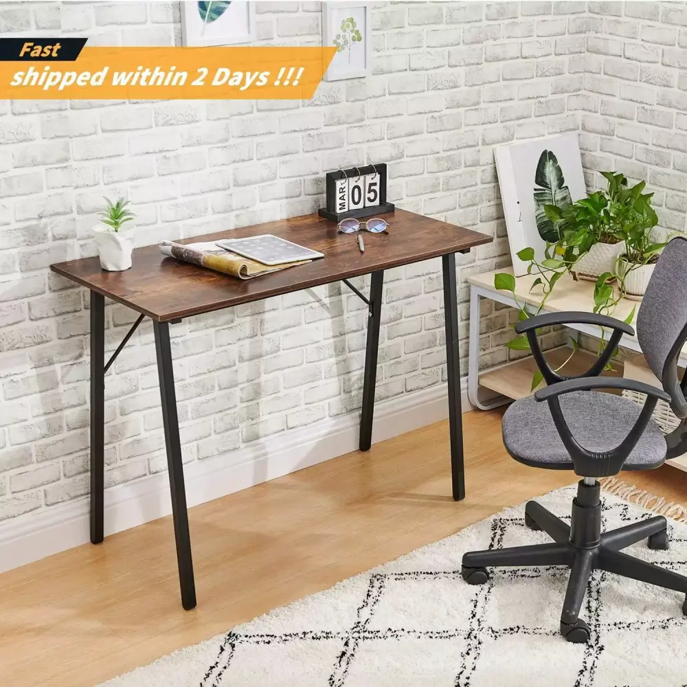 HElectQRIN Computer Desk 40 Inch Small Student Writing Desk Metal Frame Black