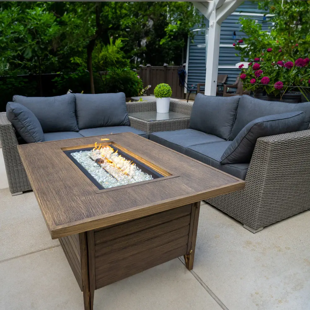 6pc Melbourne Deep Seating Fire Table Sofa Adjust - Outdoor Wicker Sectional