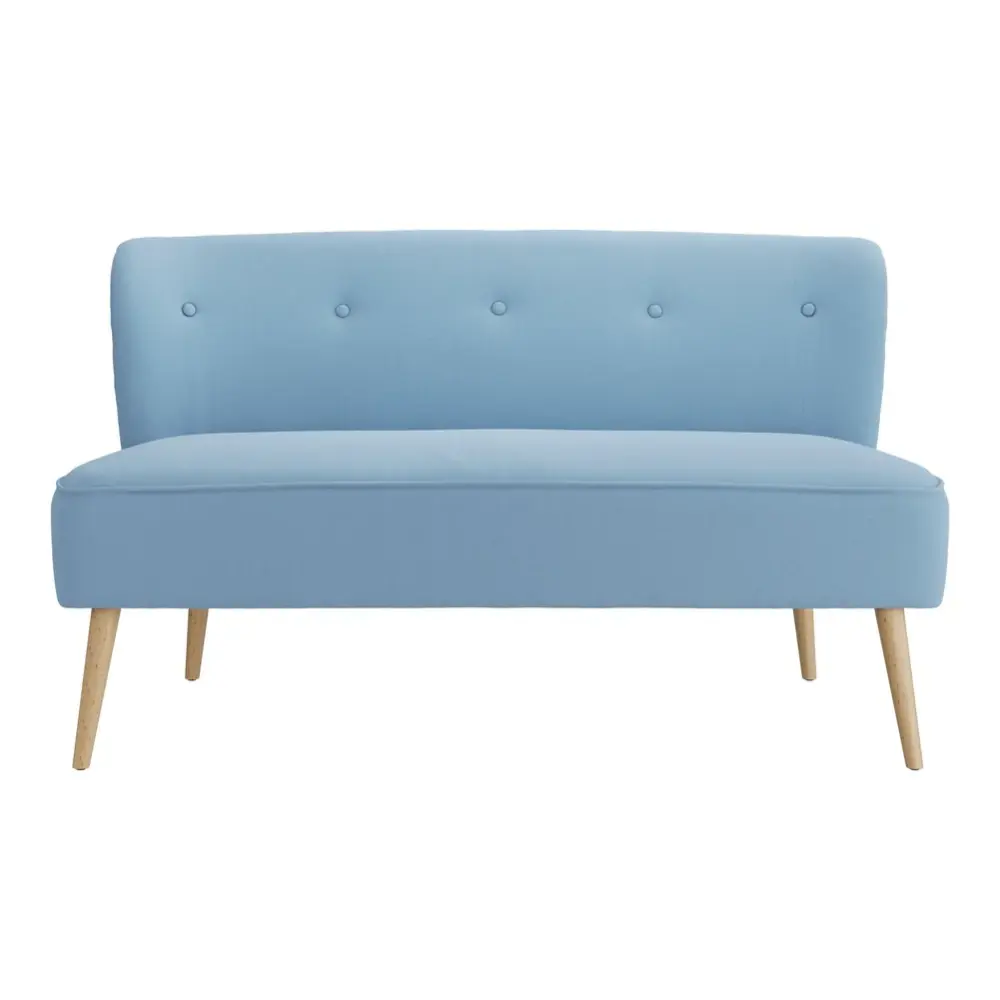 Cotswold 2 Seater Sofa - Cornflour Navy & Smoked Wood Stainless Steel
