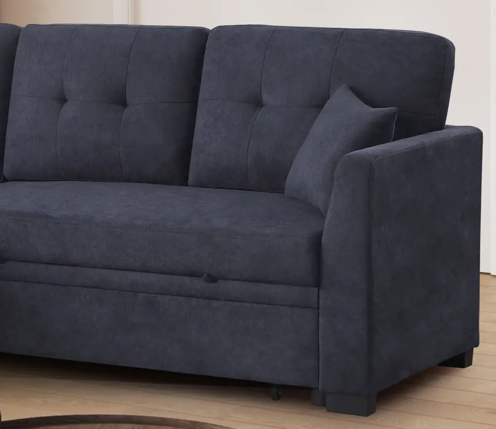 Sectional Sofa Bed - Onyx Blue Brushed Nickel