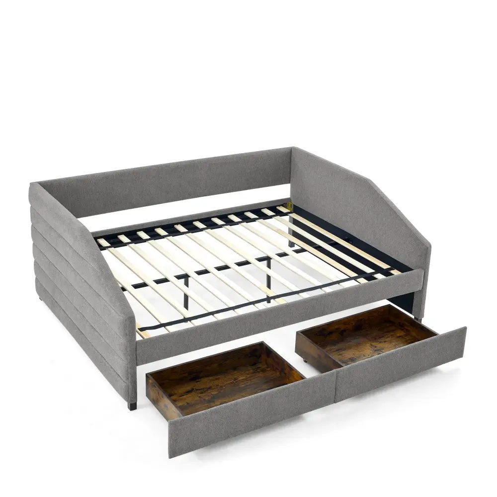 Elegant Daybed Trundle Upholstered Tufted Sofa Bed