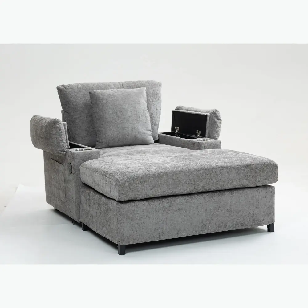 Fabric Sofa Bed Cupholders And USB Charging Ports Chair Living Room | Reclining Seats |