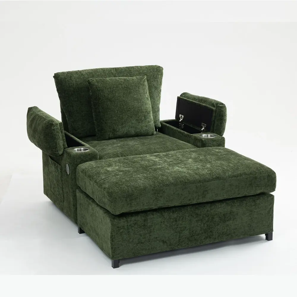 Fabric Sofa Bed Cupholders And USB Charging Ports Chair Living Room | Reclining Seats |