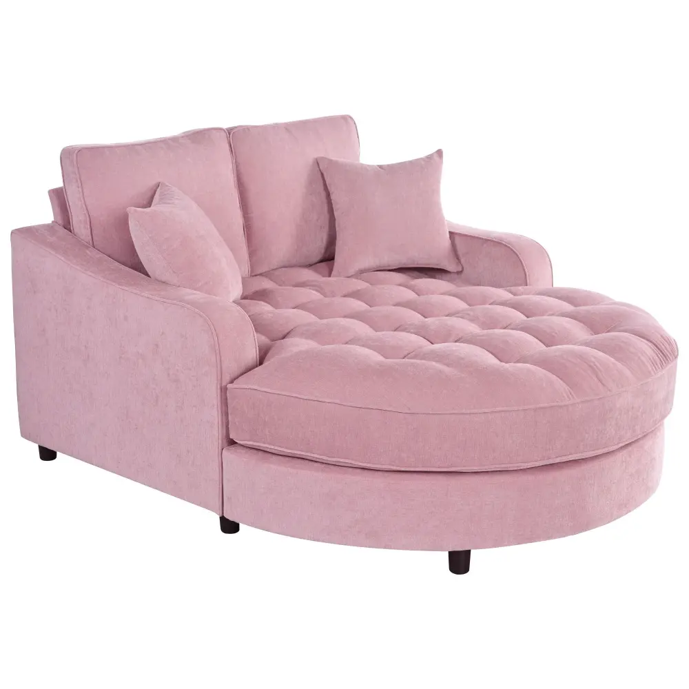 Modern Chaise Lounge Upholstered Sofa Couch Tufted Seat And Interchangeable Pillows Living Room
