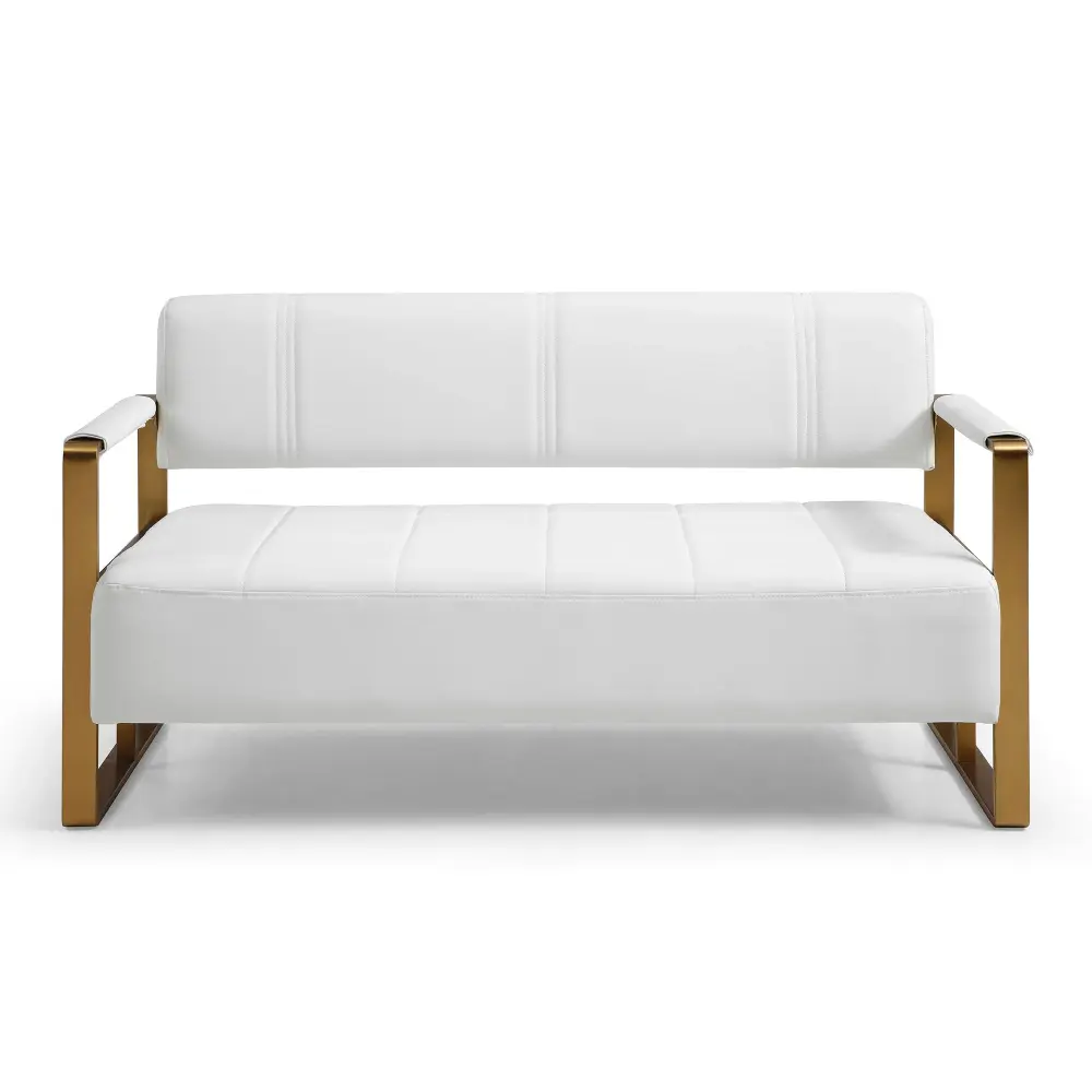 Modern Upholstery Accent Loveseat Sofa Living Room 2 Seater Metal Arms