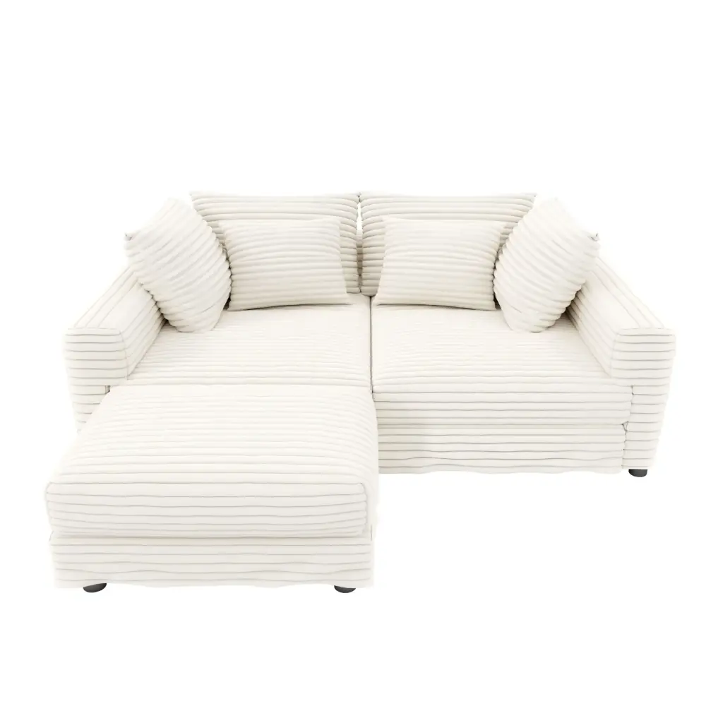 4 Seat Sofa Smooth Pillows And Movable Ottoman