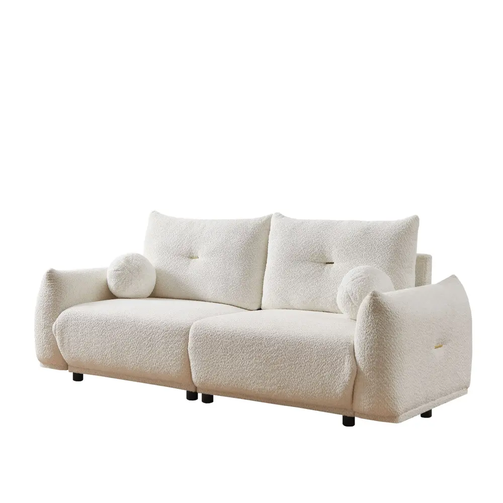 2 Seater Cushion Plush Sofas 2 Cushions And 2 Ball Pillows