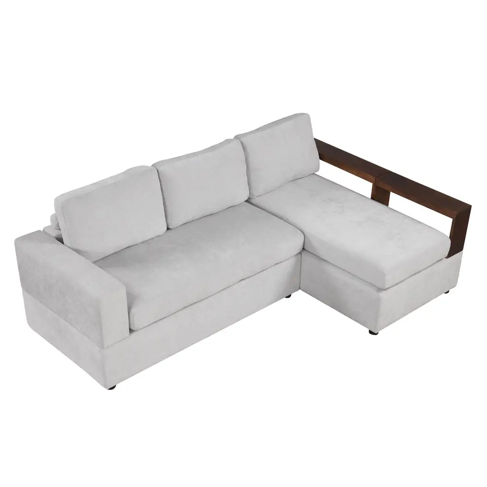 Sectional Sofa Upholstered Sofa Couch Flippable Armrests Living Room Charcoal Gray Fabric