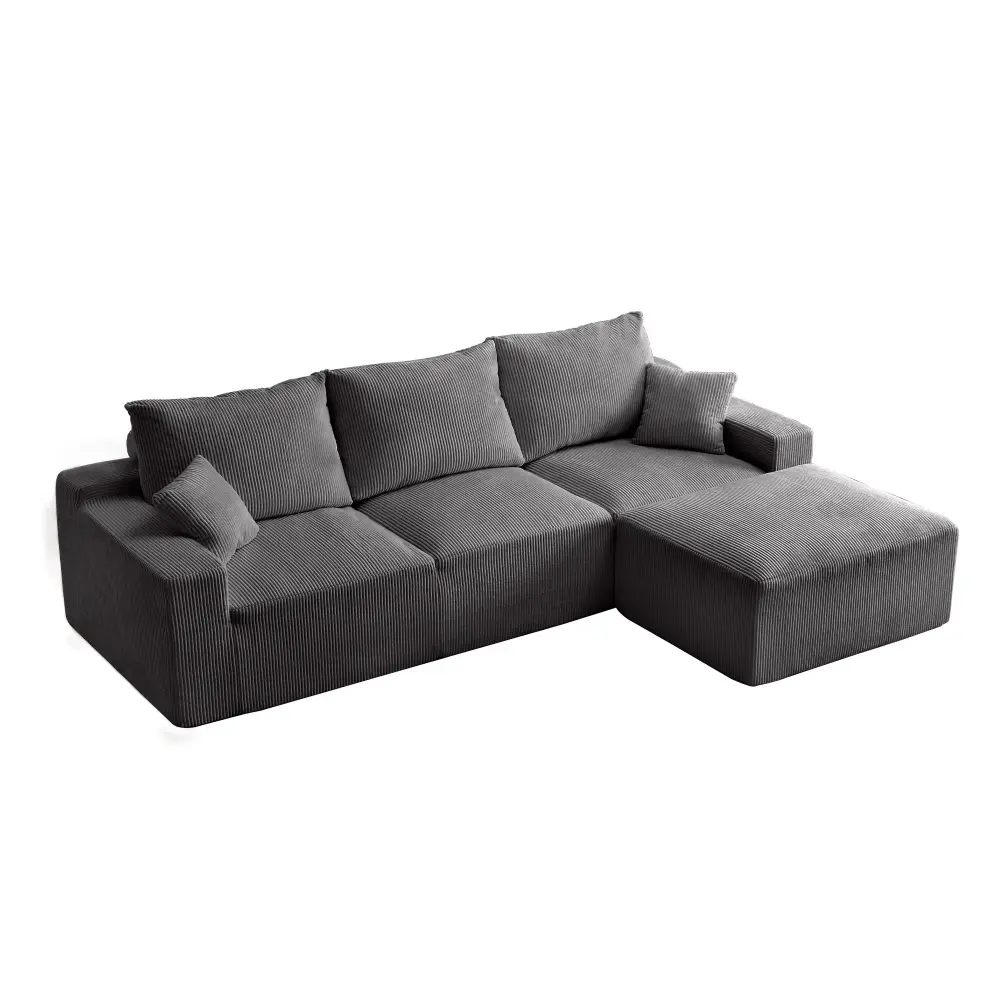 L Shaped Sectional Sofa, Thorough Compression 3 Seater Cloud Couch Chaise