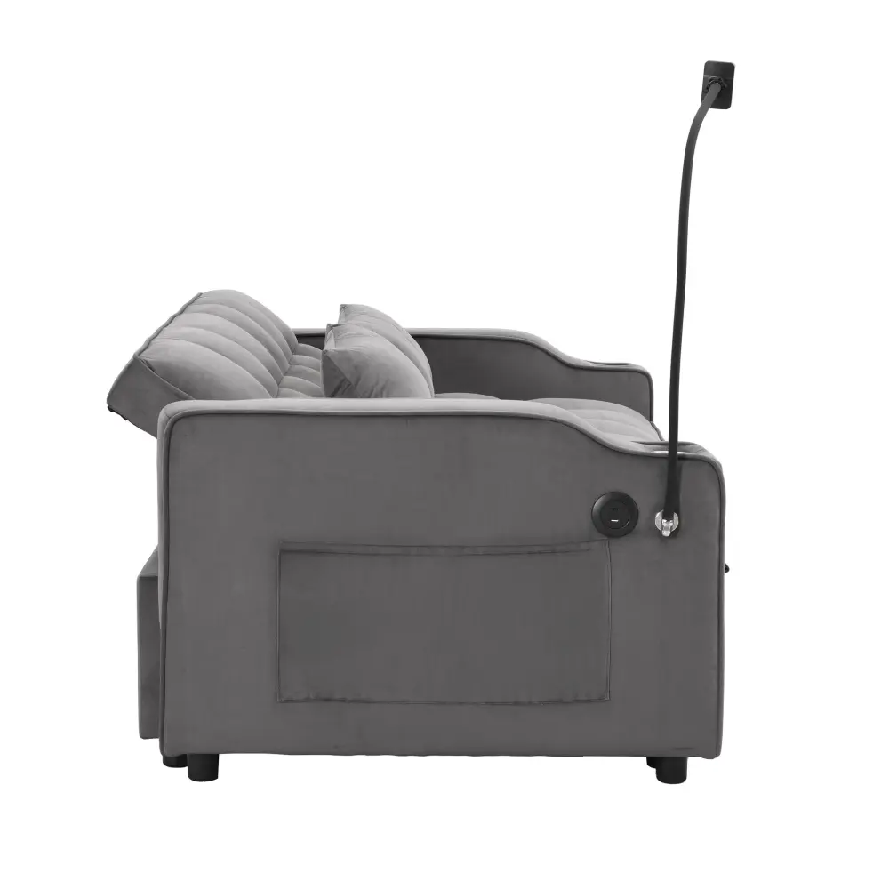 Sofa Bed Trundle Small Rooms - Dark Slate Charcoal Gray Fabric