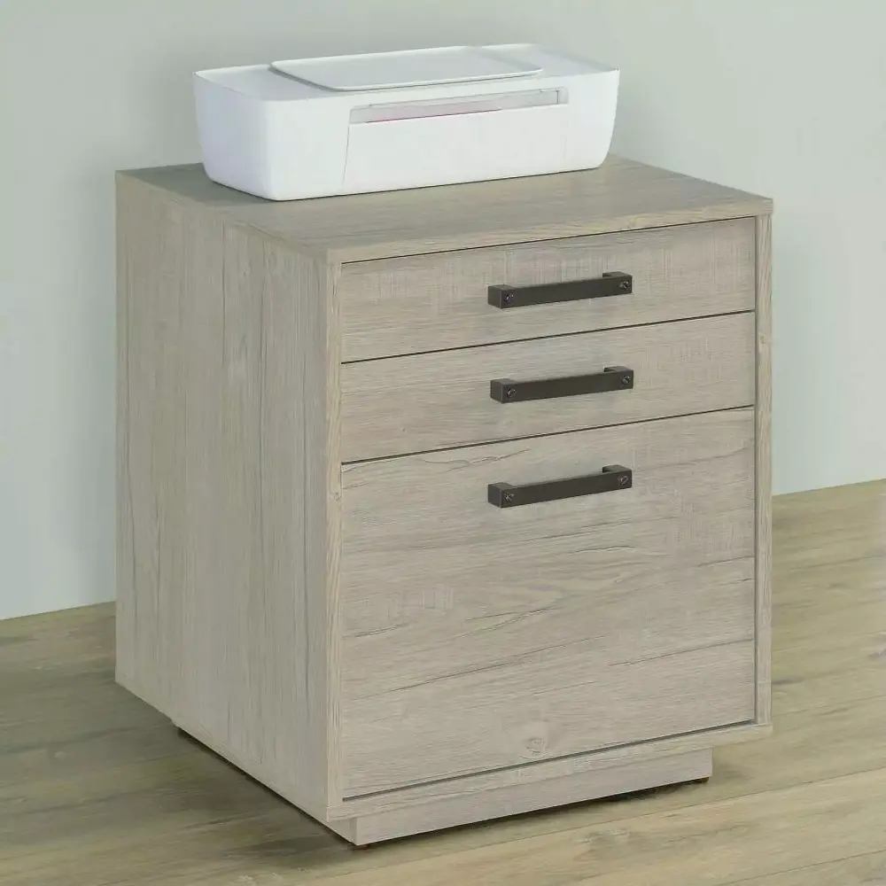 Loomis 3 Drawer Square File Cabinet Whitewashed Grey Coaster Company