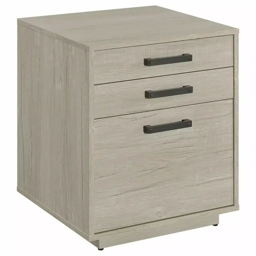 Loomis 3 Drawer Square File Cabinet Whitewashed Grey Coaster Company