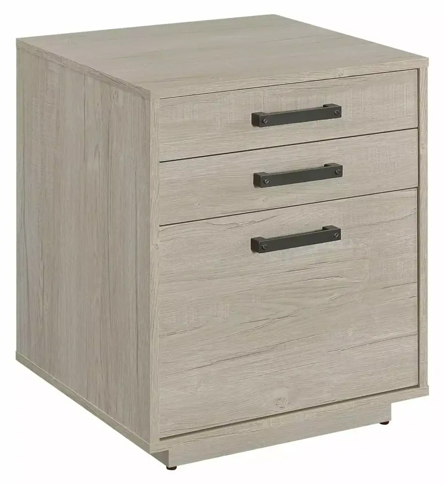 FEIZICRY Loomis 3-Drawer Square File Cabinet Whitewashed Grey Durable Office Storage