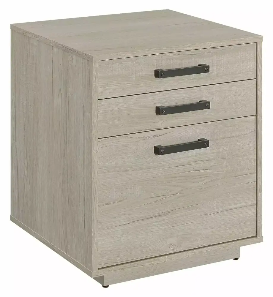 Gexandy Loomis 3 Drawer Square File Cabinet Whitewashed Grey
