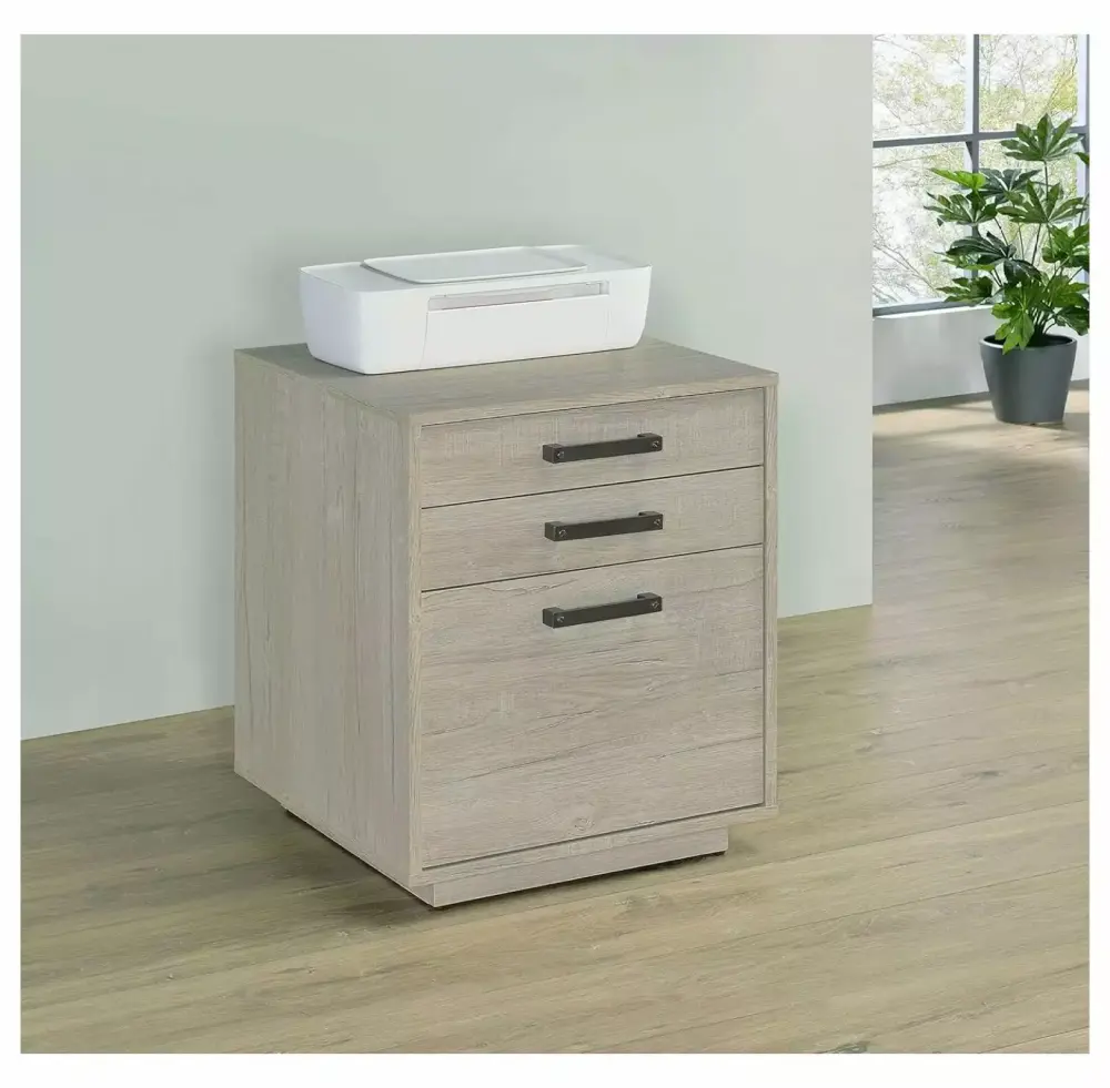 Gexandy Loomis 3 Drawer Square File Cabinet Whitewashed Grey