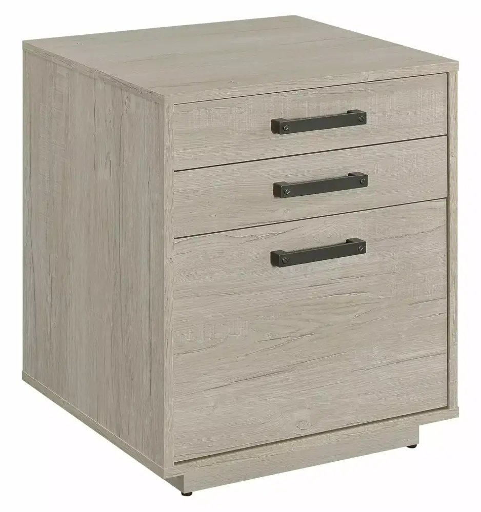 Jiowenm Loomis 3-Drawer Square File Cabinet Whitewashed Grey Home Office