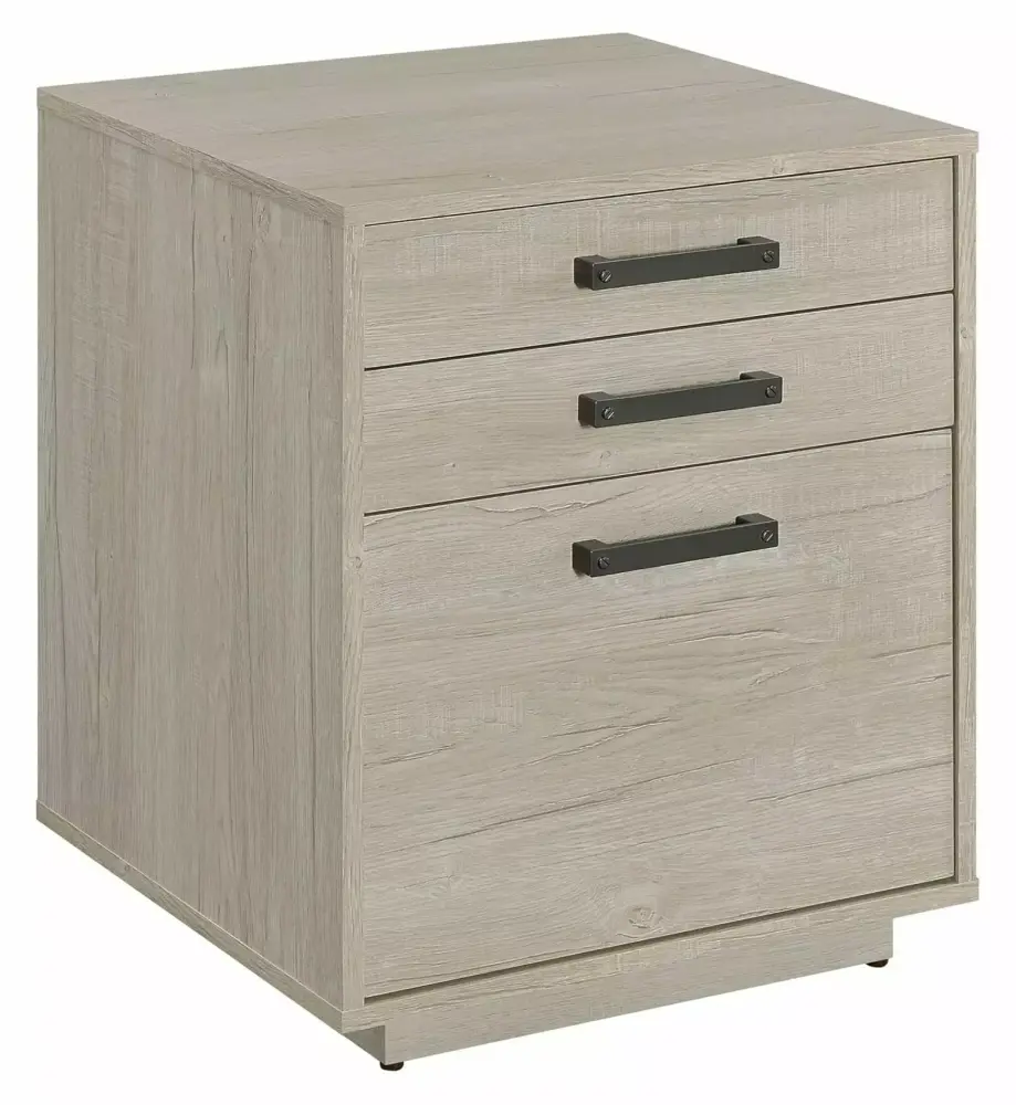 Werqueid Loomis 3-Drawer Square File Cabinet Whitewashed Grey