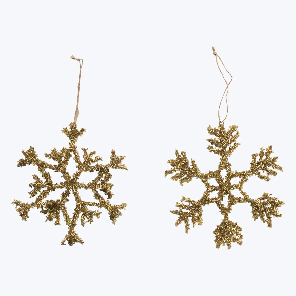 Blackout Roller Glass Beaded Alloy Snowflake Ornament, Assorted