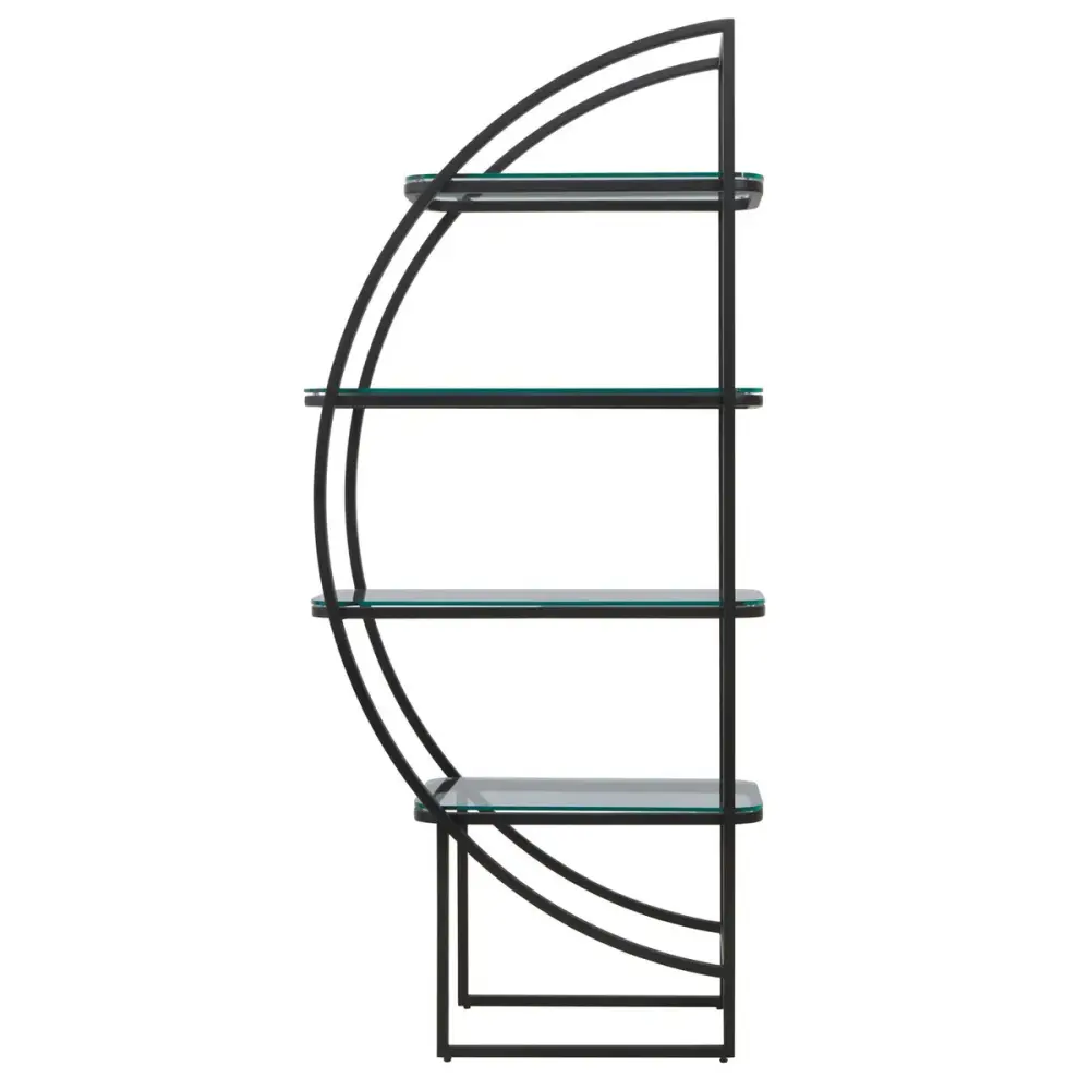 Vogue Left Half Moon Shelving Unit - Ebony Black Steel