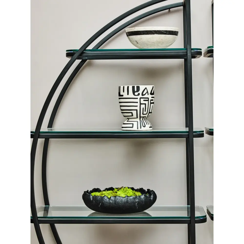 Vogue Left Half Moon Shelving Unit - Ebony Black Steel