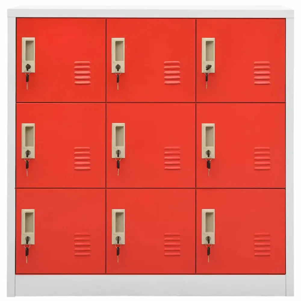 Anself Locker Cabinet 9 Lockable Storage Cabinets Steel File Cabinet Red