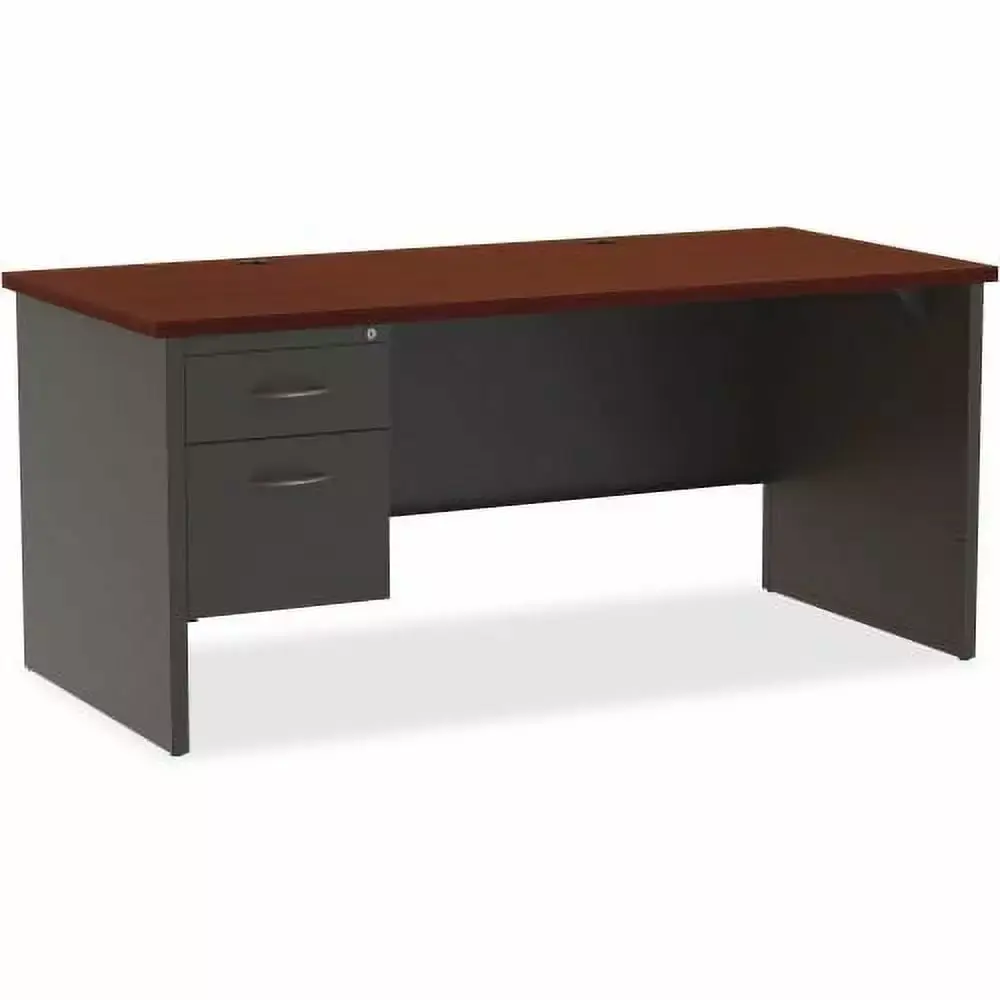 Lorell Mahogany Laminate Modular Pedestal Desk 66x30 Inches 2 Drawers
