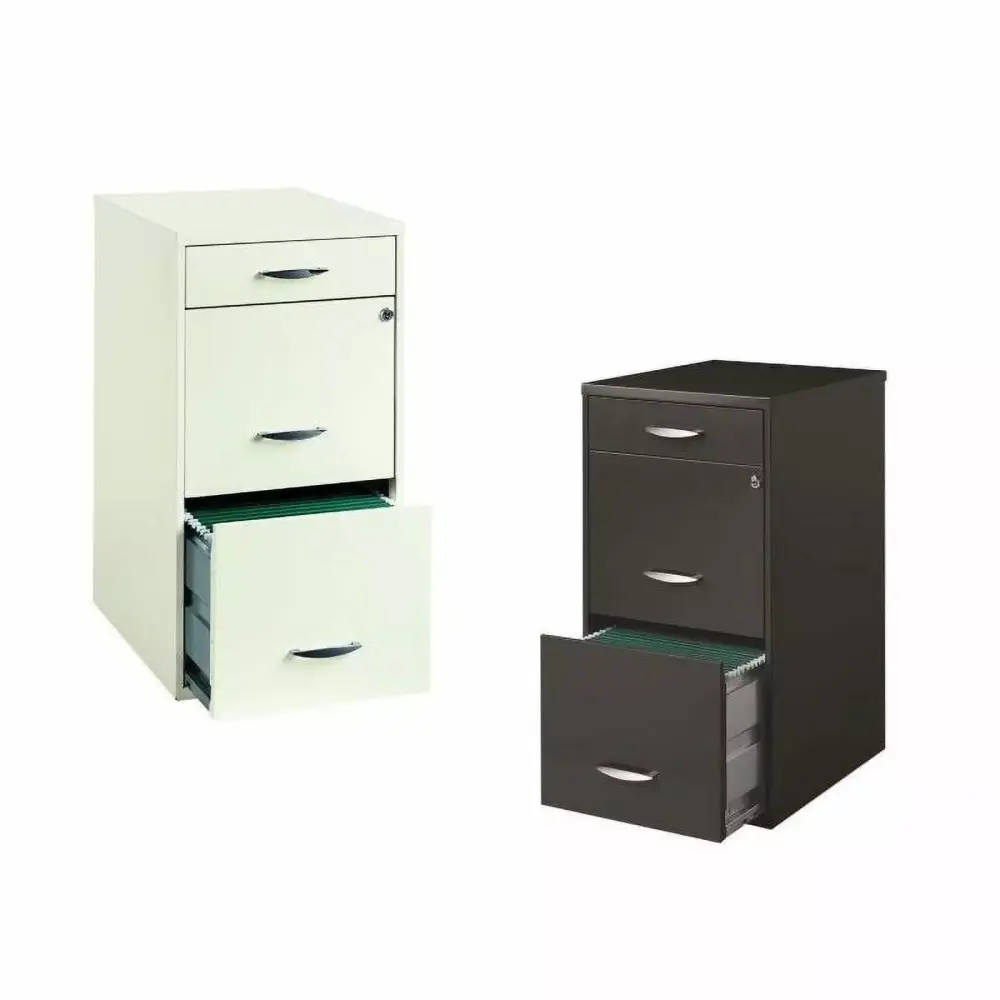 Value Pack Set 2 3 Drawer File Cabinets Charcoal and White Office Storage Home Square