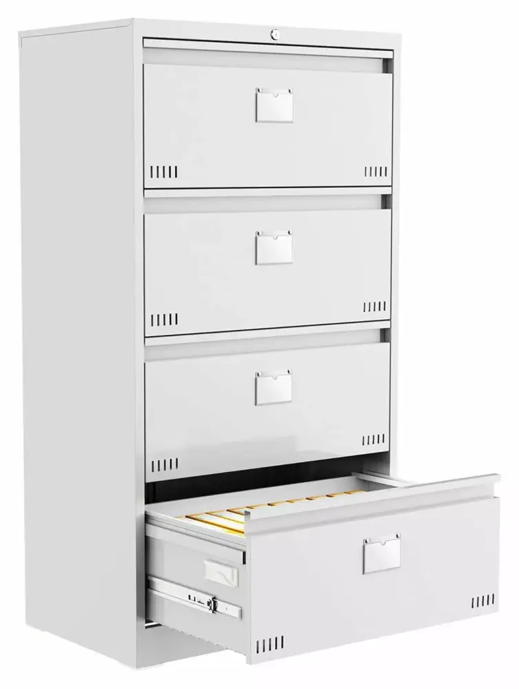 Jadona Lateral File Cabinet Lock 4 Drawer Steel Filing Cabinet Letter Legal F4 A4 Hanging Files White