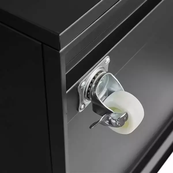 Black Steel Mobile Copier Cabinet 2 Door Printer Stand Pedestal File Storage YTTX