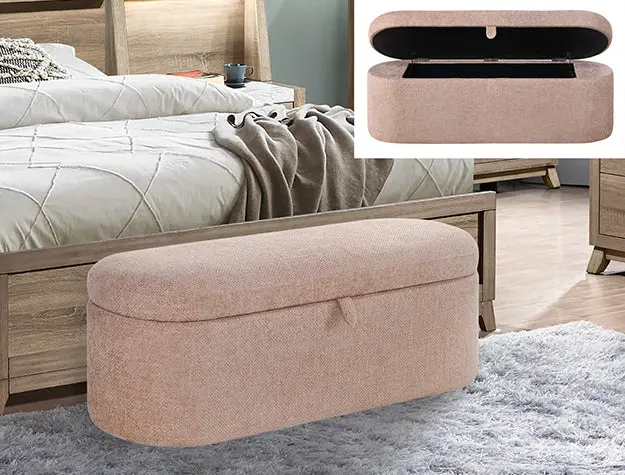 Philipa Storage Bench-Oatmeal Tweed