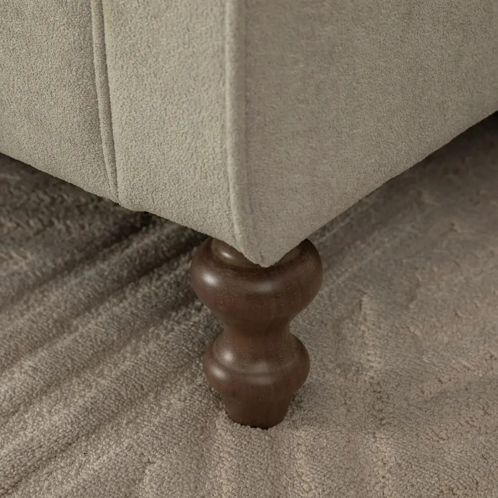 Wide Upholstered Storage Bench Rolled Armrest Bedroom - Griege