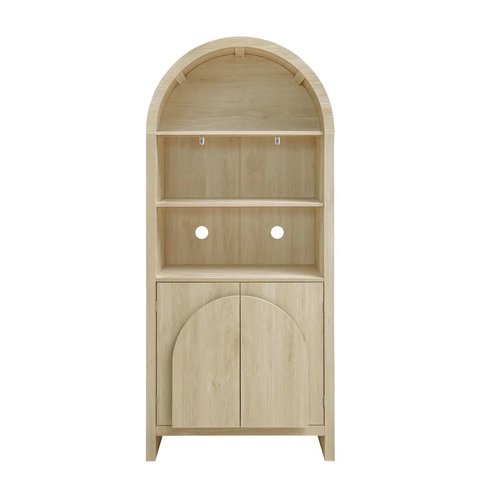 Industrial Metal Arched Kitchen Pantry, Today's Farmhouse Wood Kitchen Storage Cabinets, Arched Storage Display Cabinet Ad...