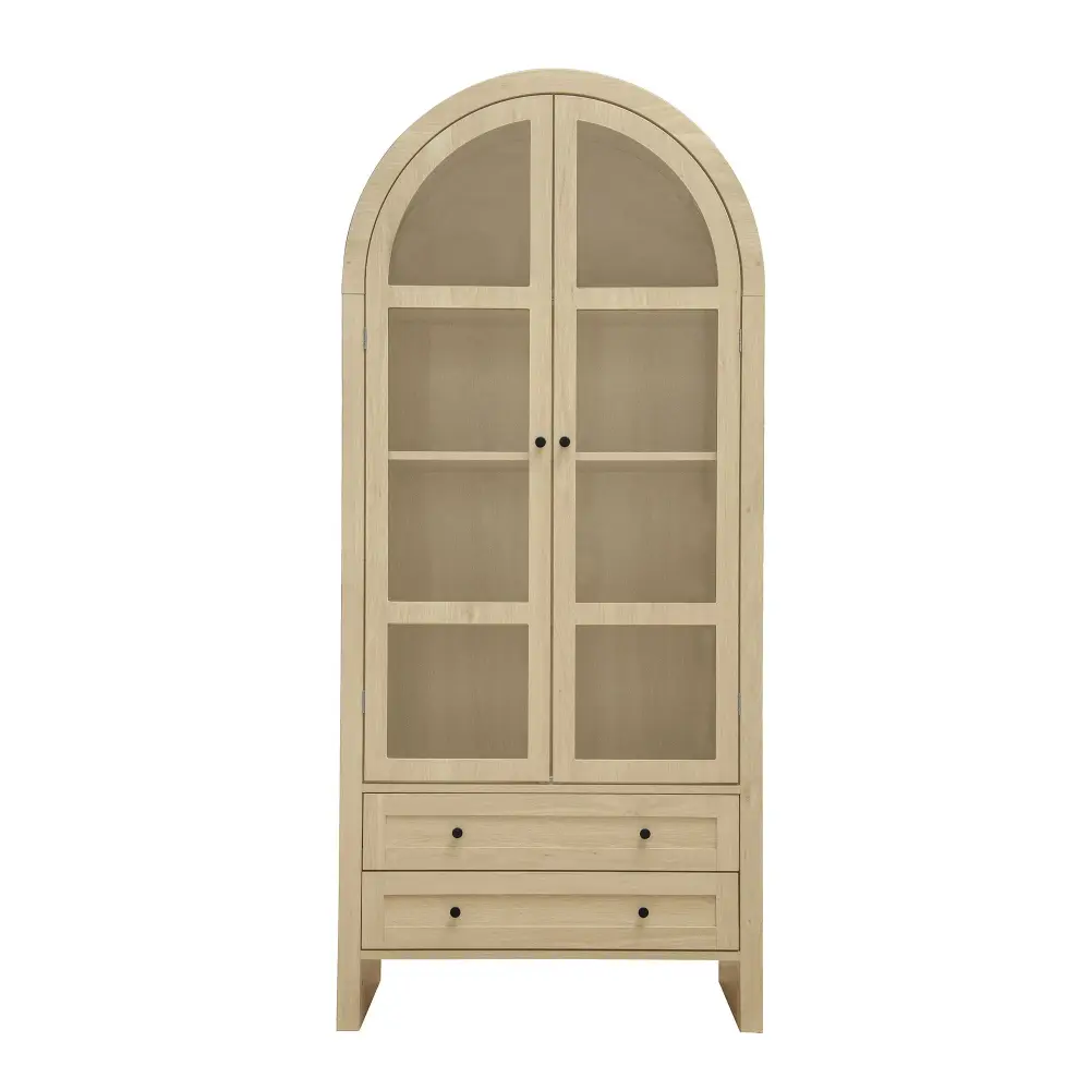 Tall Arched Kitchen Pantry, Modern Farmhouse Wood Kitchen Storage Cabinets, Arched Storage Display Cabinet Adjustable Shel...