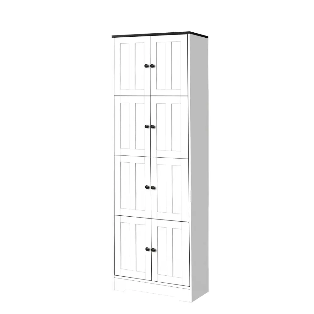 Tall Storage Cabinet 8 Doors And 4 Shelves, Wall Storage Cabinet Living Room, Kitchen, Office, Bedroom, Bathroom