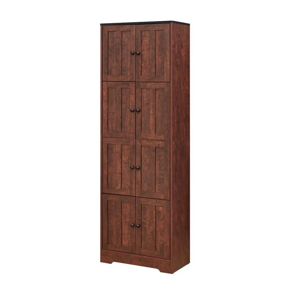 Tall Storage Cabinet 8 Doors And 4 Shelves, Wall Storage Cabinet Living Room, Kitchen, Office, Bedroom, Bathroom
