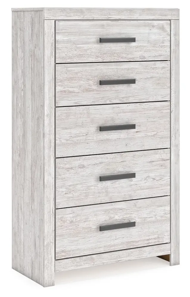 Cayboni - Five Drawer Chest - Whitewash Walnut Finish